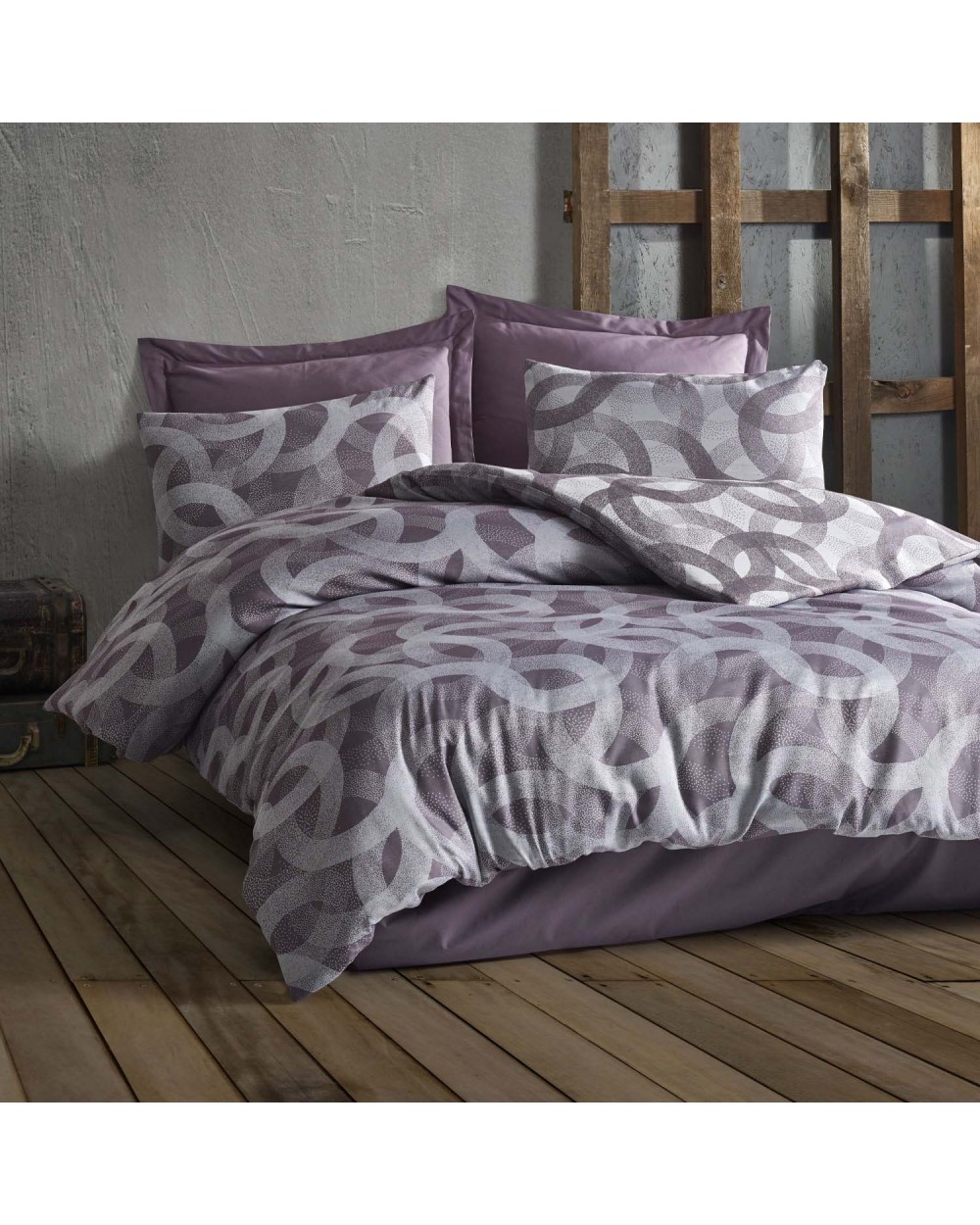 Pościel bawełna 200x220 + 2x70x80 Spoty Purple Jaquard Darymex