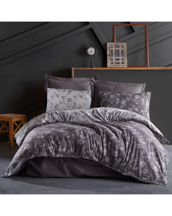 Pościel bawełna 160x200 + 2x70x80 Spring Anthracite Jaquard Darymex