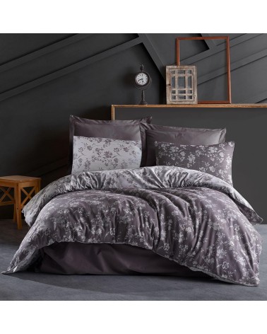 Pościel bawełna 160x200 + 2x70x80 Spring Anthracite Jaquard Darymex