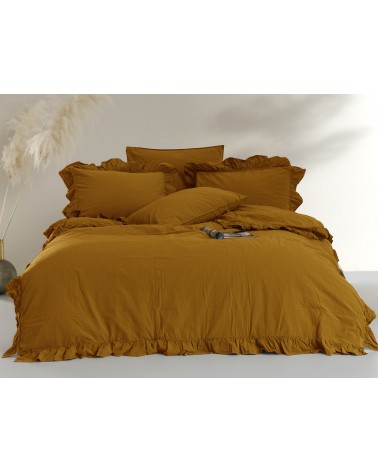 Ekskluzywna pościel bawełna 160x200 + 2x70x80 STONEWASHED Mustard Darymex