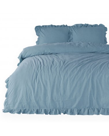 Ekskluzywna pościel bawełna 160x200 + 2x70x80 STONEWASHED Blue Darymex
