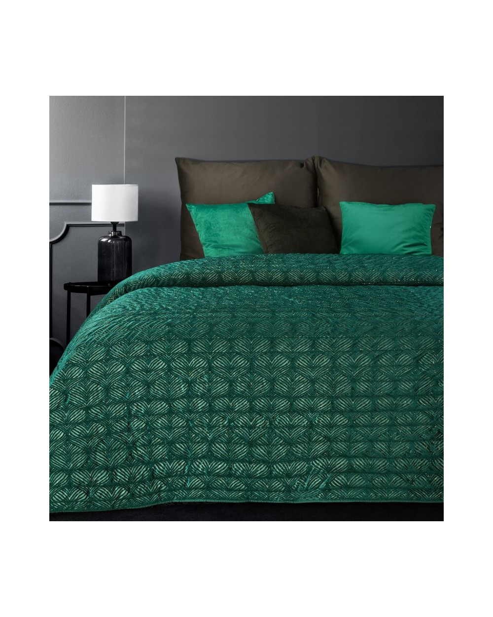 Narzuta velvet 220x240 Luna ciemnozielona Eurofirany