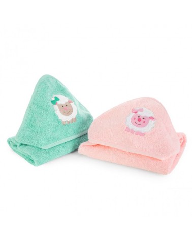 Ręcznik bawełniany z kapturkiem 75x75 Baby31 różowy Eurofirany 