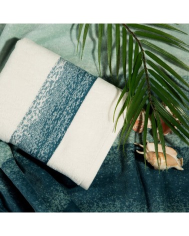 Ręcznik bawełna 50x90 + 70x140 Tris kremowy/niebieski Eurofirany
