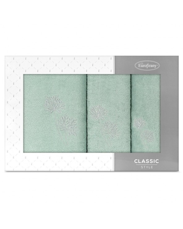 Ręcznik bawełna 30x50 + 50x90 + 70x140 kpl 3 szt Acelia miętowy/srebrny Eurofirany 