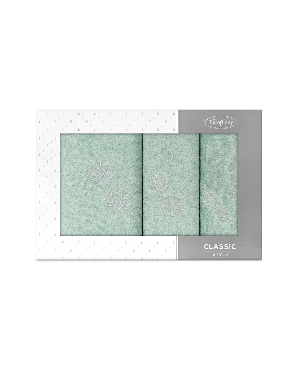 Ręcznik bawełna 30x50 + 50x90 + 70x140 kpl 3 szt Acelia miętowy/srebrny Eurofirany 