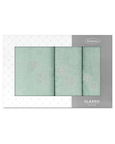 Ręcznik bawełna 30x50 + 50x90 + 70x140 kpl 3 szt Acelia miętowy/srebrny Eurofirany 