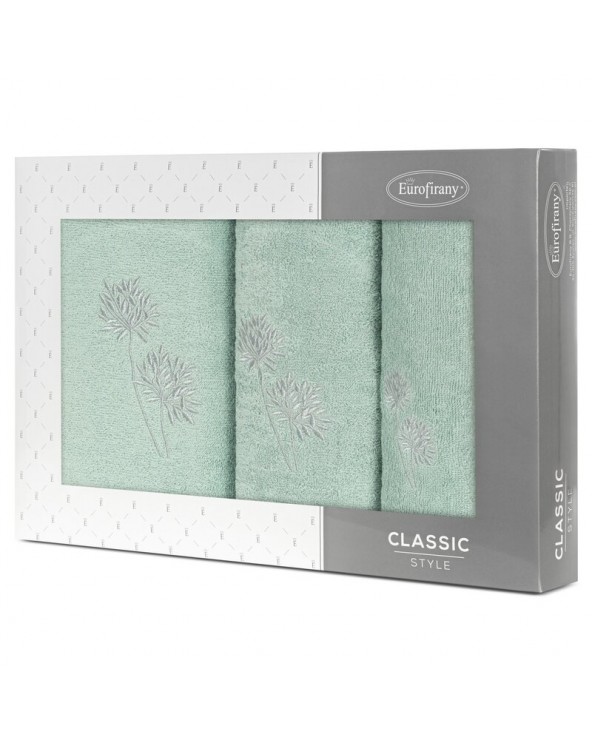 Ręcznik bawełna 30x50 + 50x90 + 70x140 kpl 3 szt Acelia miętowy/srebrny Eurofirany 