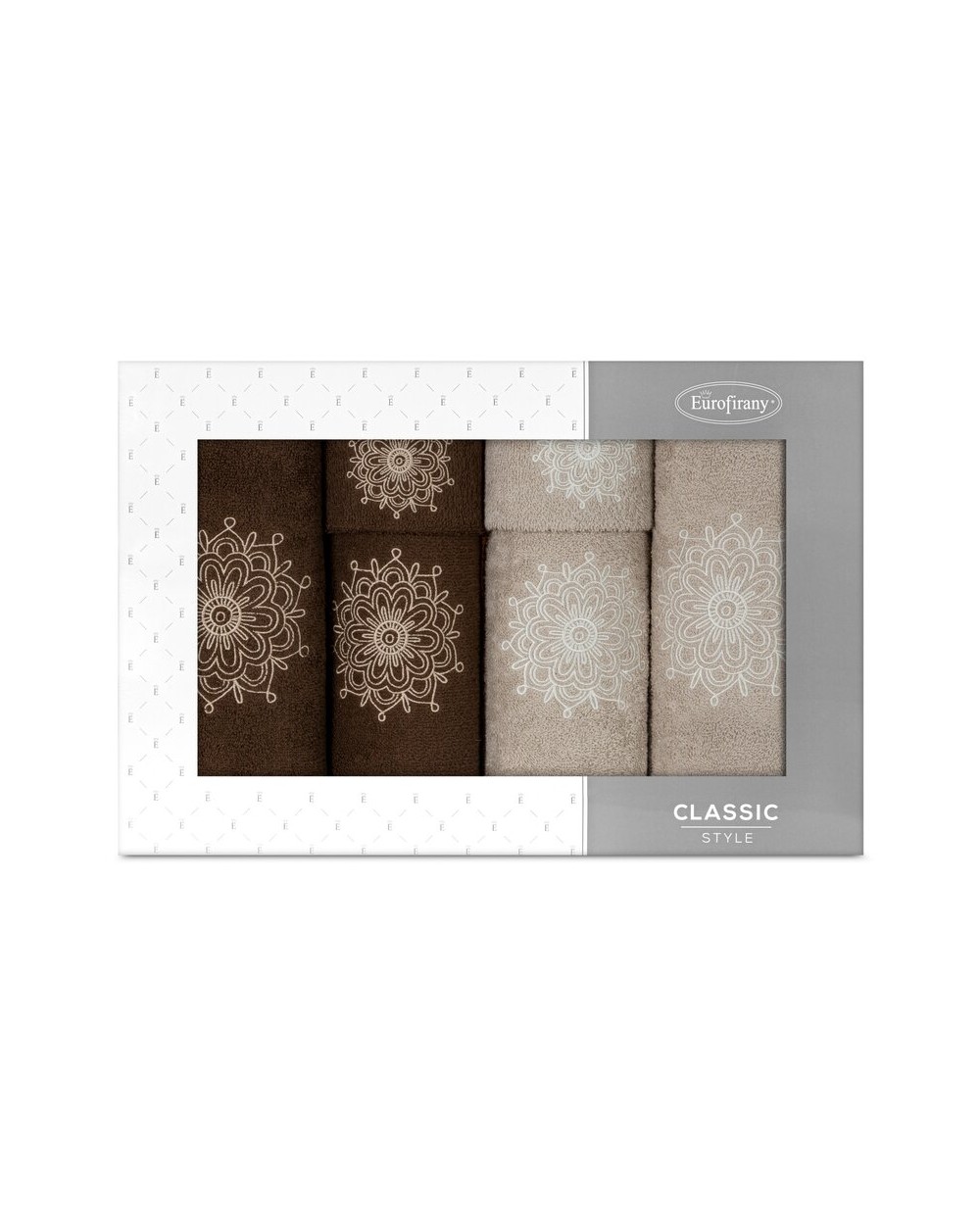 Ręcznik bawełna 30x50 + 50x90 + 70x140 kpl 6 szt Rosette beżowy/brązowy Eurofirany 
