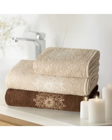 Ręcznik bawełna 30x50 + 50x90 + 70x140 kpl 6 szt Rosette beżowy/brązowy Eurofirany 