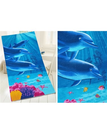 Ręznik plażowy bawełna 75x150 Dolphins Greno