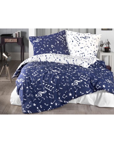 Pościel bawełna 160x200 + 2x70x80 Major Navy Blue COTTONLOVE EXCLUSIVE Darymex