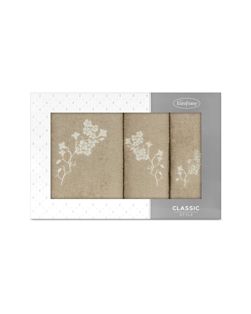 Ręcznik bawełna 30x50 + 50x90 + 70x140 kpl 3 szt Blossom beżowy/kremowy Eurofirany