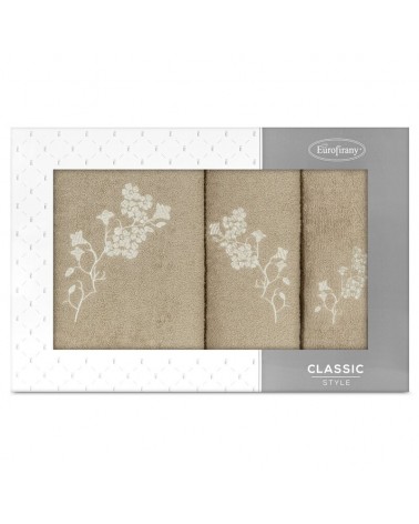 Ręcznik bawełna 30x50 + 50x90 + 70x140 kpl 3 szt Blossom beżowy/kremowy Eurofirany