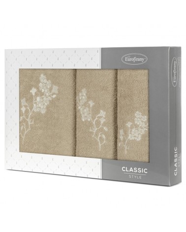 Ręcznik bawełna 30x50 + 50x90 + 70x140 kpl 3 szt Blossom beżowy/kremowy Eurofirany