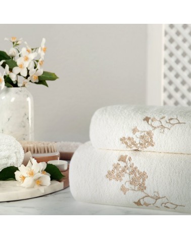 Ręcznik bawełna 30x50 + 50x90 + 70x140 kpl 3 szt Blossom beżowy/kremowy Eurofirany