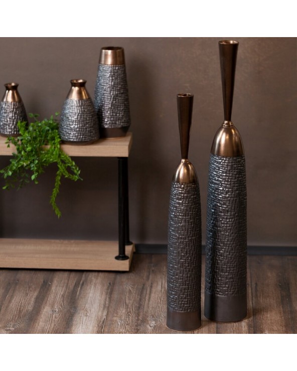Wazon dekoracyjny 12x12x79cm Morena/07 stalowy/brązowy Eurofirany