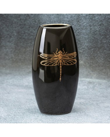 Wazon dekoracyjny 13x9x25cm Lori/02 czarny/złoty Eurofirany