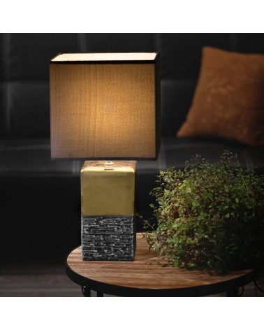 Lampa stołowa 25x18x50cm Brenda/1A czarna/złota Eurofirany 