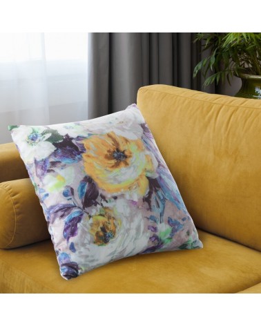 Poszewka velvet 40x40 Amelie beżowa/amarantowa Eurofirany 