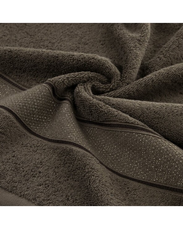 Ręcznik bawełna 70x140 ciemnobrązowy biały Eurofirany 