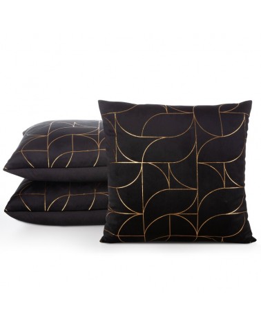 Poszewka velvet 40x40 Evi czarna/złota Eurofirany