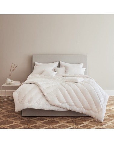 Kołdra MyAlpaca 180x200 z alpaki letnia z białą lamówką