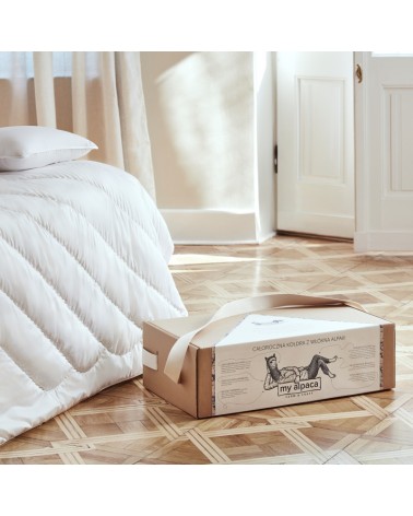 Kołdra MyAlpaca 180x200 z alpaki letnia z białą lamówką