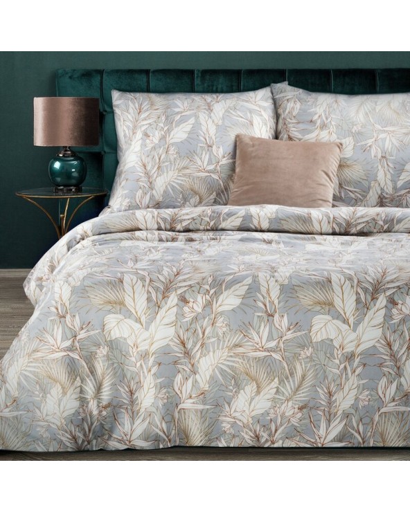 Pościel satyna bawełniana 180x200 + 2x70x80 Nika 26 jasnoszara Eurofirany 