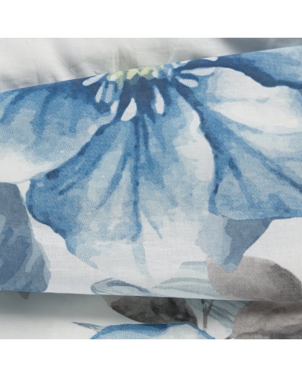Pościel satyna bawełniana 180x200 + 2x70x80 Spring 18 biała/niebieska Eurofirany 