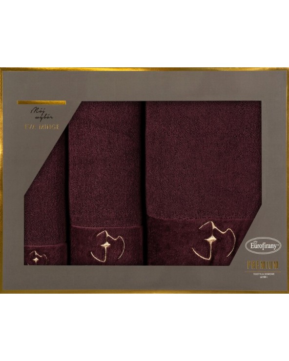 Ręcznik bawełna 30x50 + 50x90 + 70x140 kpl 3 szt Gaja bordowy Eurofirany