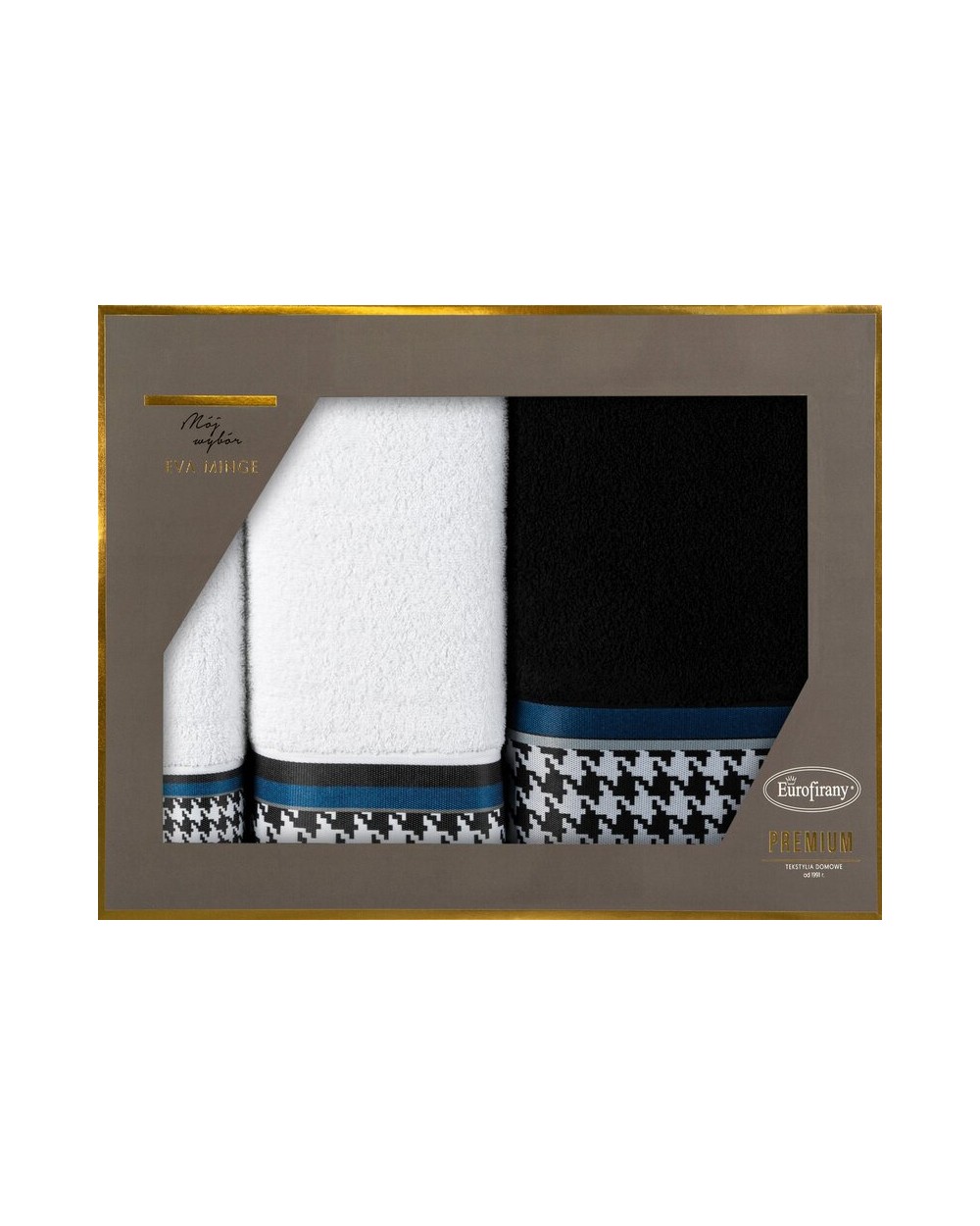Ręcznik bawełna 30x50 + 50x90 + 70x140 kpl 3 szt Eva 8 czarny/biały Eurofirany