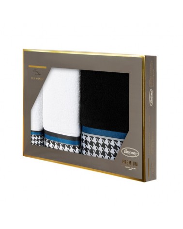Ręcznik bawełna 30x50 + 50x90 + 70x140 kpl 3 szt Eva 8 czarny/biały Eurofirany