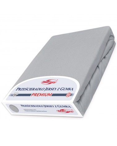 Prześcieradło bawełna jersey Premium 120x200x20 z gumką popielate Darymex