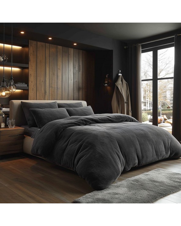 Pościel frotte 200x220 + 2x70x80cm antracyt Darymex