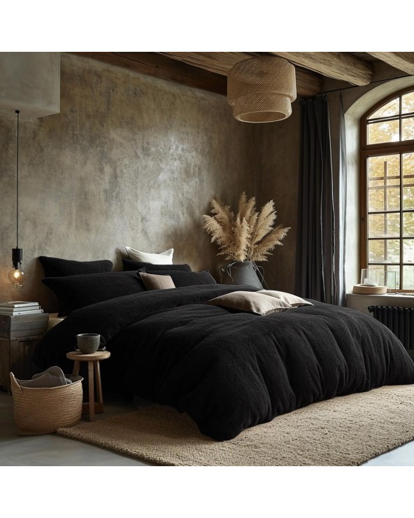 Pościel frotte 200x220 + 2x70x80cm czarny Darymex