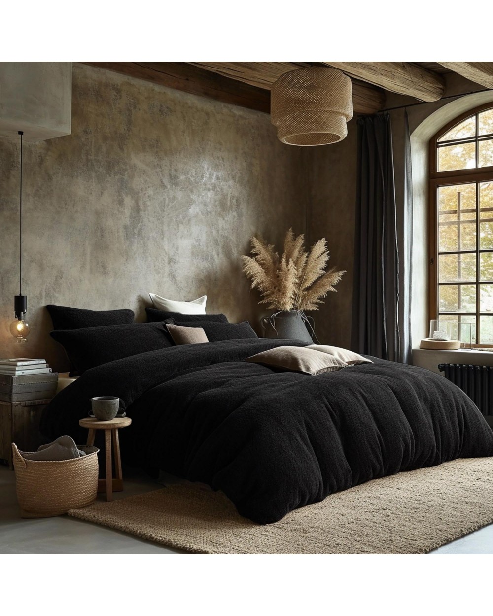 Pościel frotte 200x220 + 2x70x80cm czarny Darymex