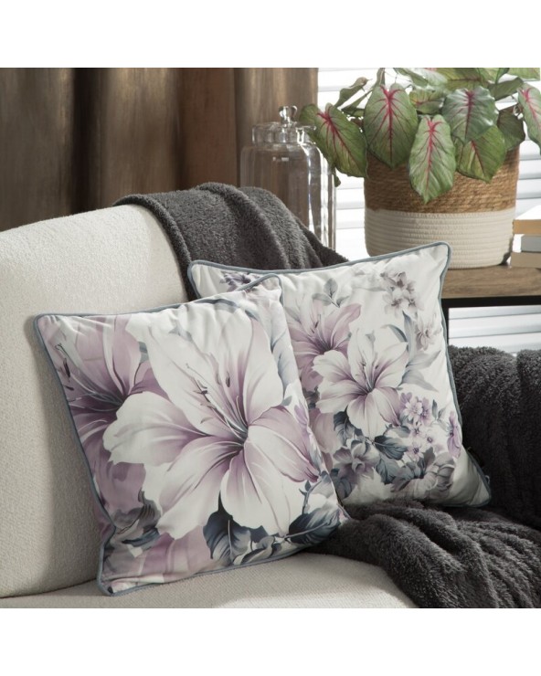 Poszewka velvet 45x45 Velvet 122 kremowa/fioletowa Eurofirany