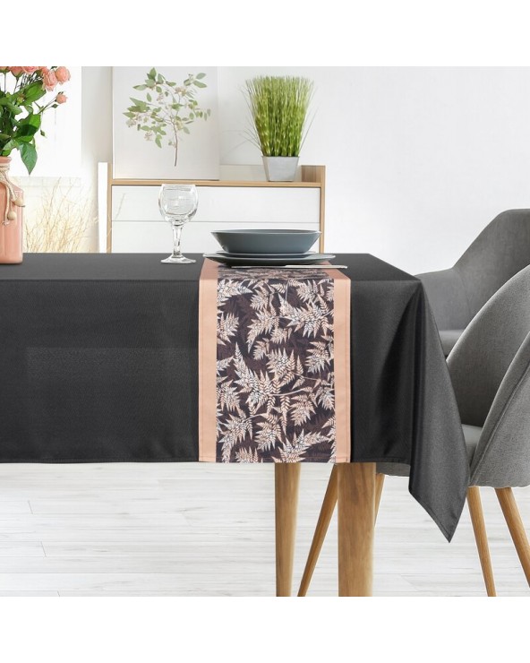Obrus 140x260 z bieżnikiem 33x260 Anita czarny kpl 2 szt Eurofirany