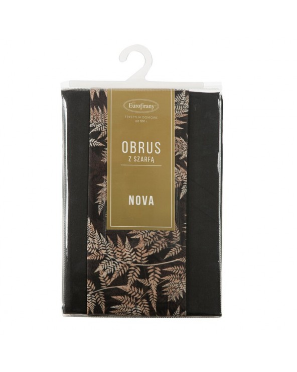 Obrus 140x260 z bieżnikiem 33x260 Anita czarny kpl 2 szt Eurofirany