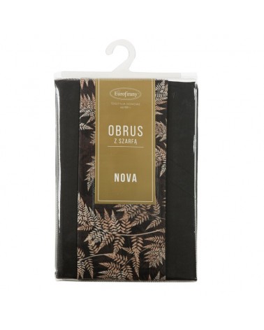 Obrus 140x260 z bieżnikiem 33x260 Anita czarny kpl 2 szt Eurofirany