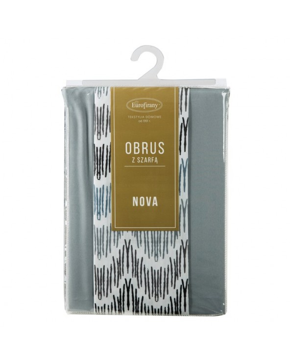 Obrus 140x180 z bieżnikiem 33x180 Anita popielaty kpl 2 szt Eurofirany