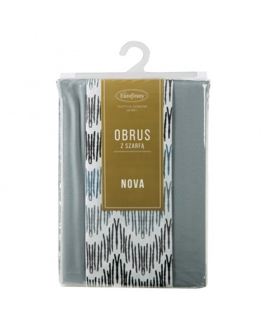 Obrus 140x220 z bieżnikiem 33x220 Anita popielaty kpl 2 szt Eurofirany
