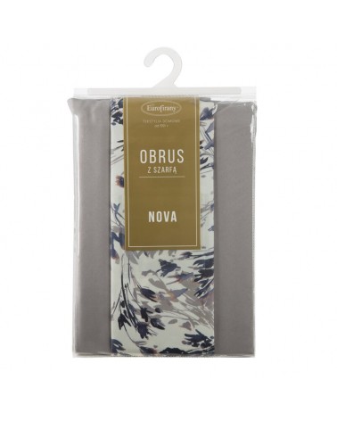 Obrus 140x260 z bieżnikiem 33x260 Anita ciemnobeżowy kpl 2 szt Eurofirany
