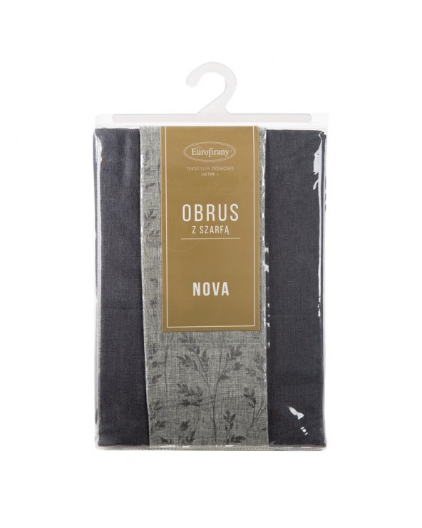 Obrus 140x220 z bieżnikiem 33x220 Anita stalowy kpl 2 szt Eurofirany