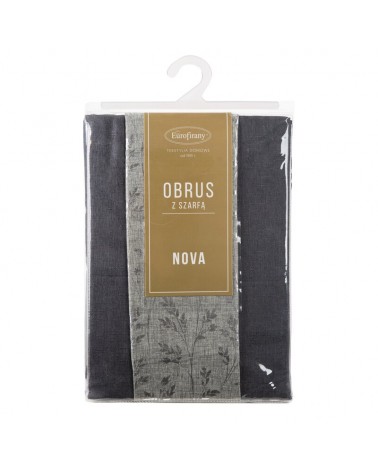 Obrus 140x220 z bieżnikiem 33x220 Anita stalowy kpl 2 szt Eurofirany