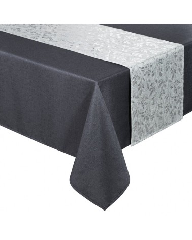 Obrus 140x220 z bieżnikiem 33x220 Anita stalowy kpl 2 szt Eurofirany