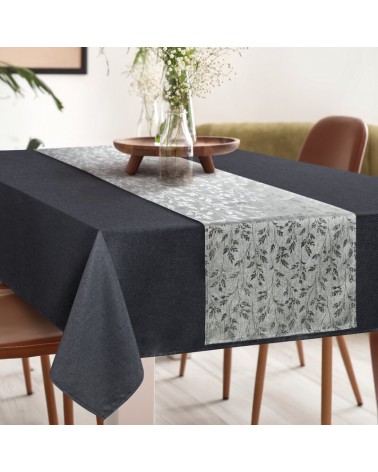 Obrus 140x260 z bieżnikiem 33x260 Anita stalowy kpl 2 szt Eurofirany
