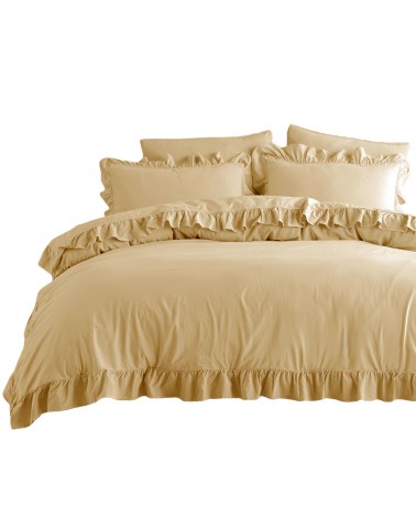 Ekskluzywna pościel bawełna z falbanami 160x200 + 2x70x80cm STONEWASHED Soybean Darymex