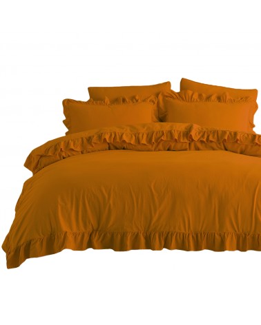 Ekskluzywna pościel bawełna z falbanami 160x200 + 2x70x80cm STONEWASHED Sudan Brown Darymex